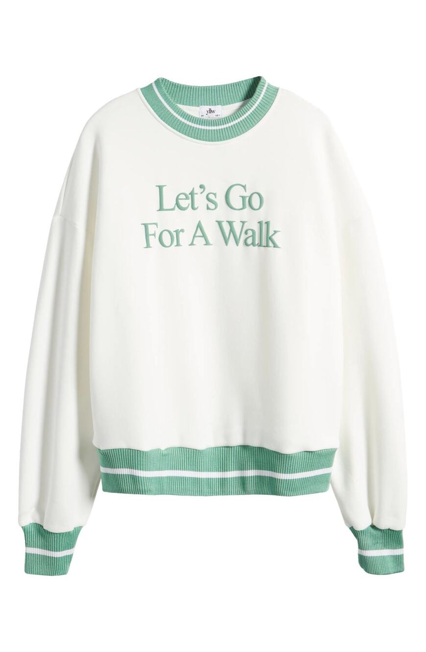 YLLW the Label Womens XS Let's Go For A Walk Pullover Crewneck Sweatshirt Comfy